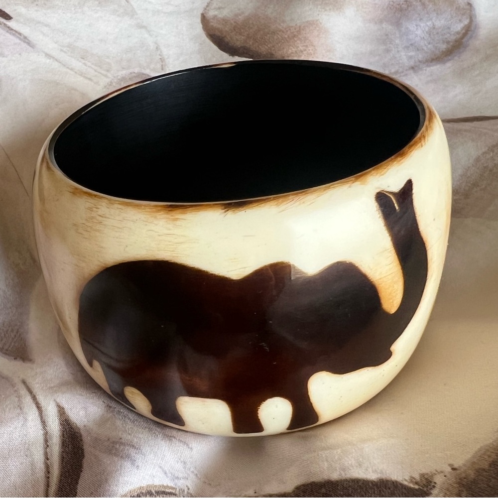 Elephant bracelet vintage bangle chunky tribal boho lucky trunk up